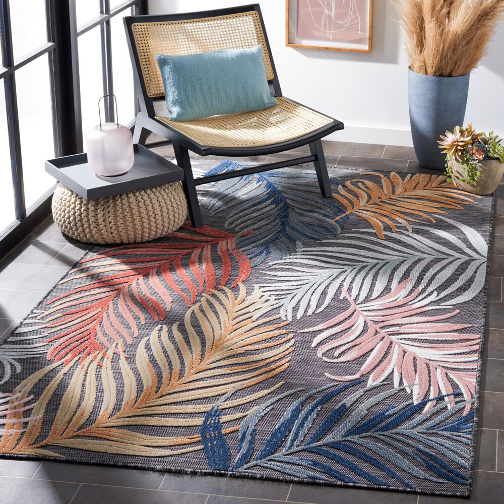 Safavieh Cabana CBN445H 4&#39; x 6&#39; Black and Rust Indoor/Outdoor Area Performance Rug, , large