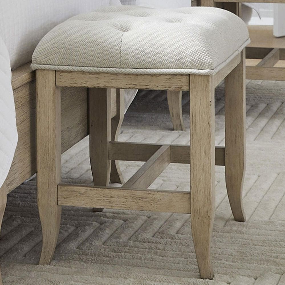 Riva Ridge Provence Vanity Button-Tufted Bench in Bisque Linen, , large