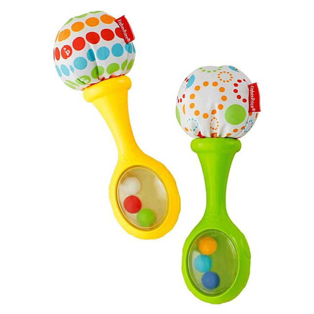 Fisher-Price Maracas Set Of 2 Newborn Toys Blue And Orange Rattle Rock  Maracas 887961628555