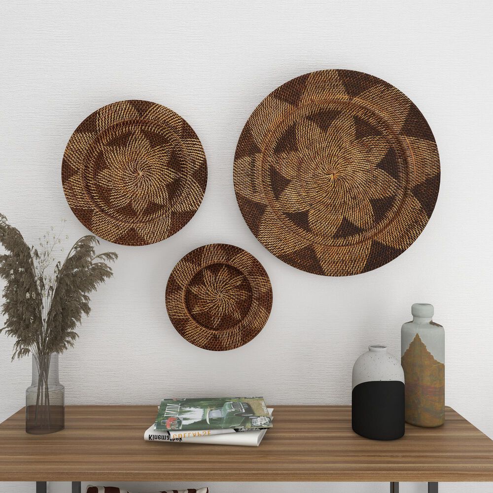 Maple and Jade 28&quot; x 28&quot; Round Wall Decor in Beige and Mocha &#40;Set of 3&#41;, , large