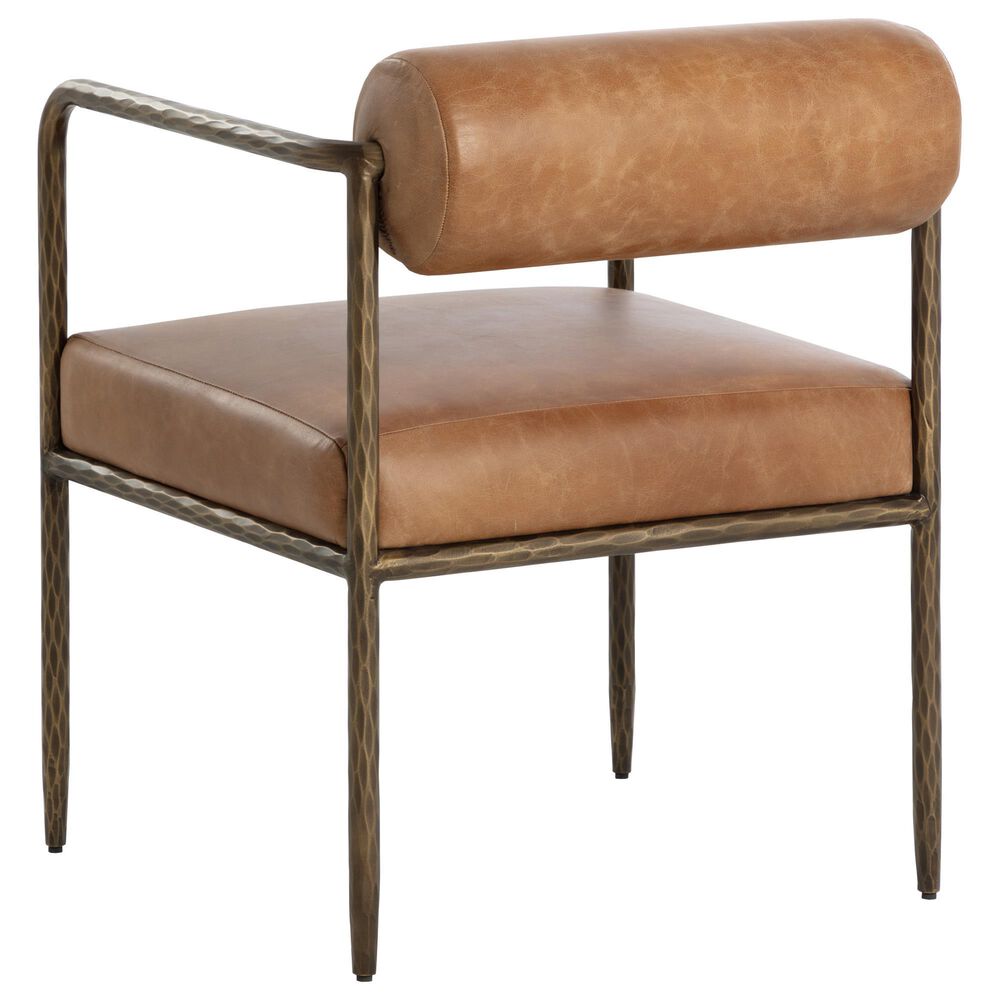 Club Collection By Sunpan Ajani Arm Chair with Tan Cushion in Antique Brass, , large