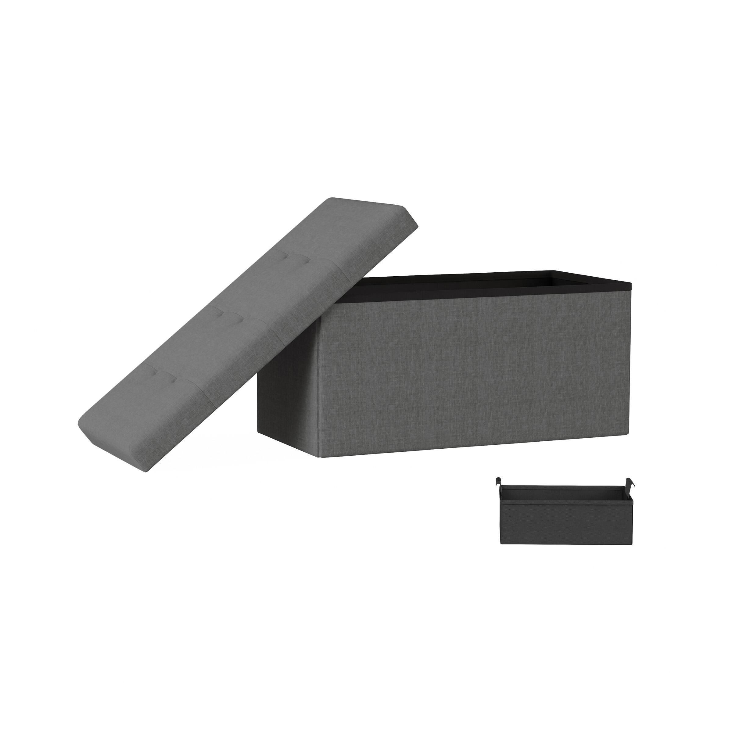 Timberlake Lavish Home Large Folding Storage Ottoman in Gray NFM