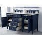 James Martin Vanities Brittany 60" Double Bathroom Vanity in Victory Blue with 3 cm Eternal Jasmine Pearl Quartz Top, , large