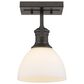 Golden Lighting Hines 1-Light Semi Flush in Rubbed Bronze with Opal Glass, , large