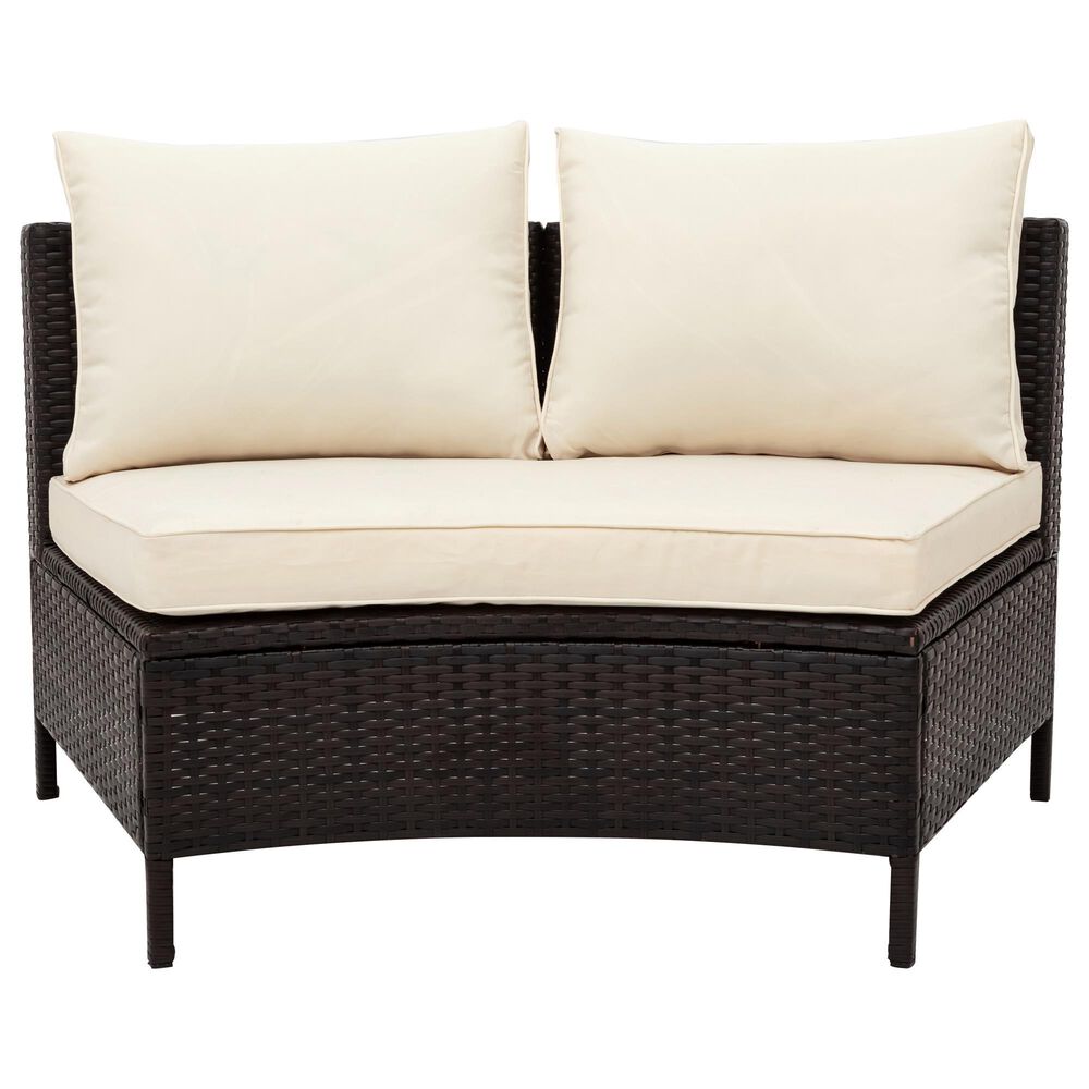HOMLUX 5 Pieces All-Weather Brown PE Rattan Wicker Sofa Set in Beige, , large