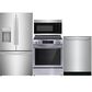 Frigidaire 4 PC Kitchen Package with 22.6 Cu. Ft. Counter-Depth French Door Refrigerator, 30" Front Control Electric Range Ceramic with Top Convection, 1.8 Cu. Ft. OTR Microwave, and 24" Built-In Dishwasher with DishSense and MaxDry, , large
