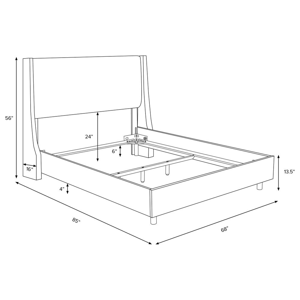 Skyline Furniture Queen Wingback Bed in Zuma Charcoal, , large