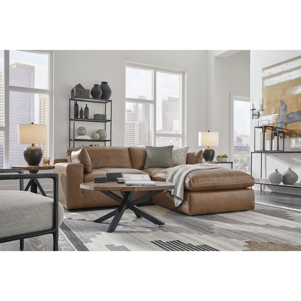 Ashley Emilia Oversized Accent Ottoman in Caramel, , large