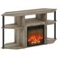 HOMLUX 47" Corner TV Stand with Electric Fireplace in French Oak Grey and Black, , large