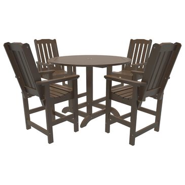 Highwood USA Lehigh 5-Piece Round Counter Height Dining Set in Weathered Acorn, , large