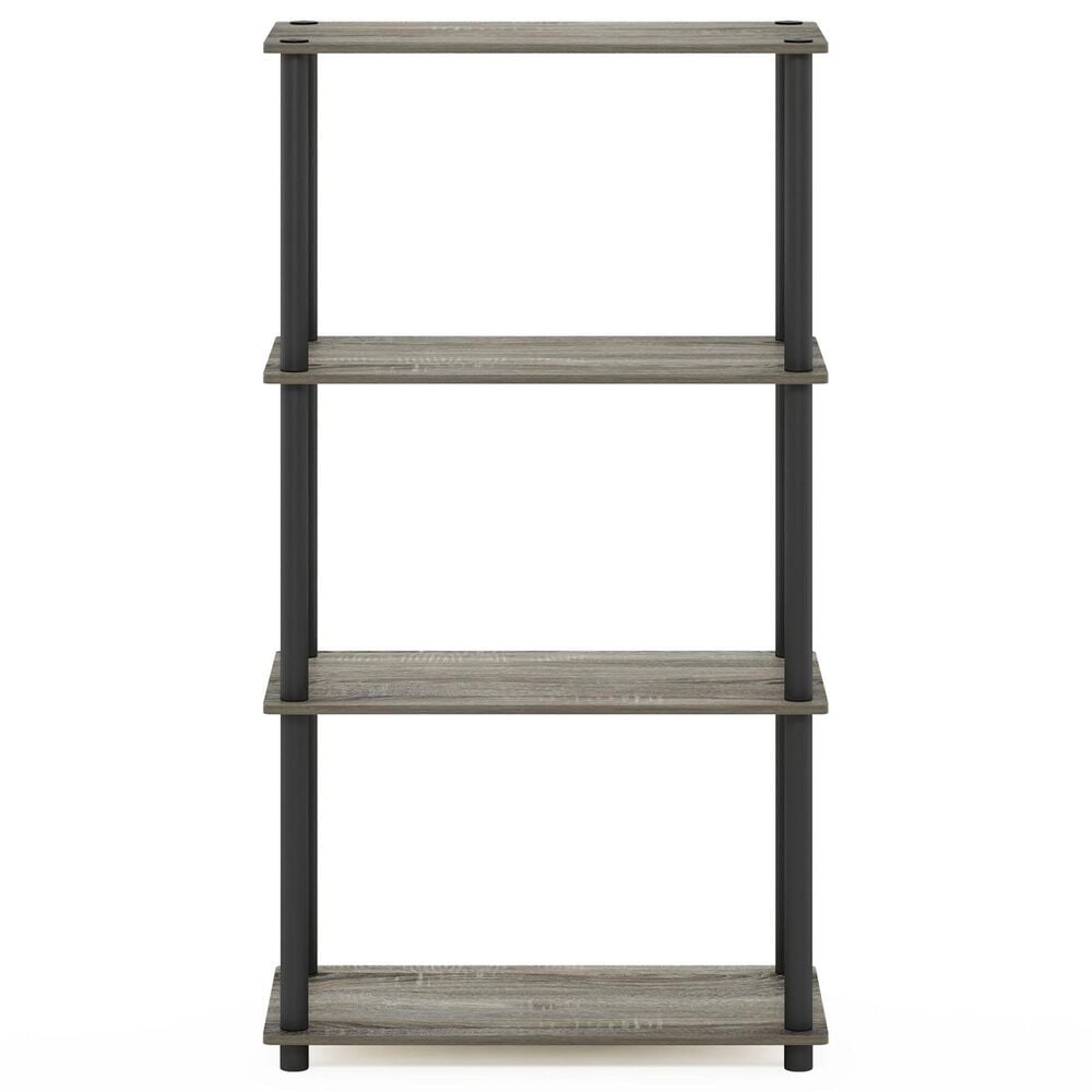 HOMLUX Turn-N-Tube 4-Tier Multipurpose Shelf Display Rack in French Oak Grey and Black, , large