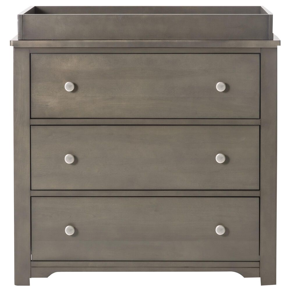 Foundations Worldwide Harmony 3-Drawer Dresser with Changing Table Topper in Dapper Gray, , large