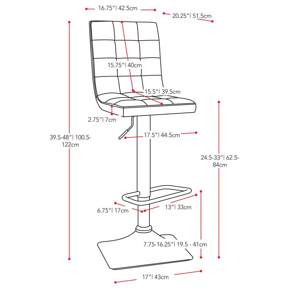 CorLiving Adjustable Bar Stool in White &#40;Set of 2&#41;, , large