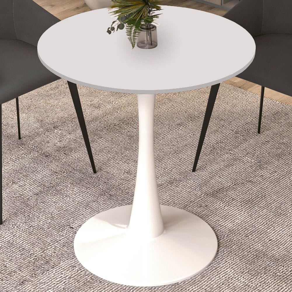Leisuremod Bristol 27&quot; Round Dining Table with MDF Top in White - Table Only, , large