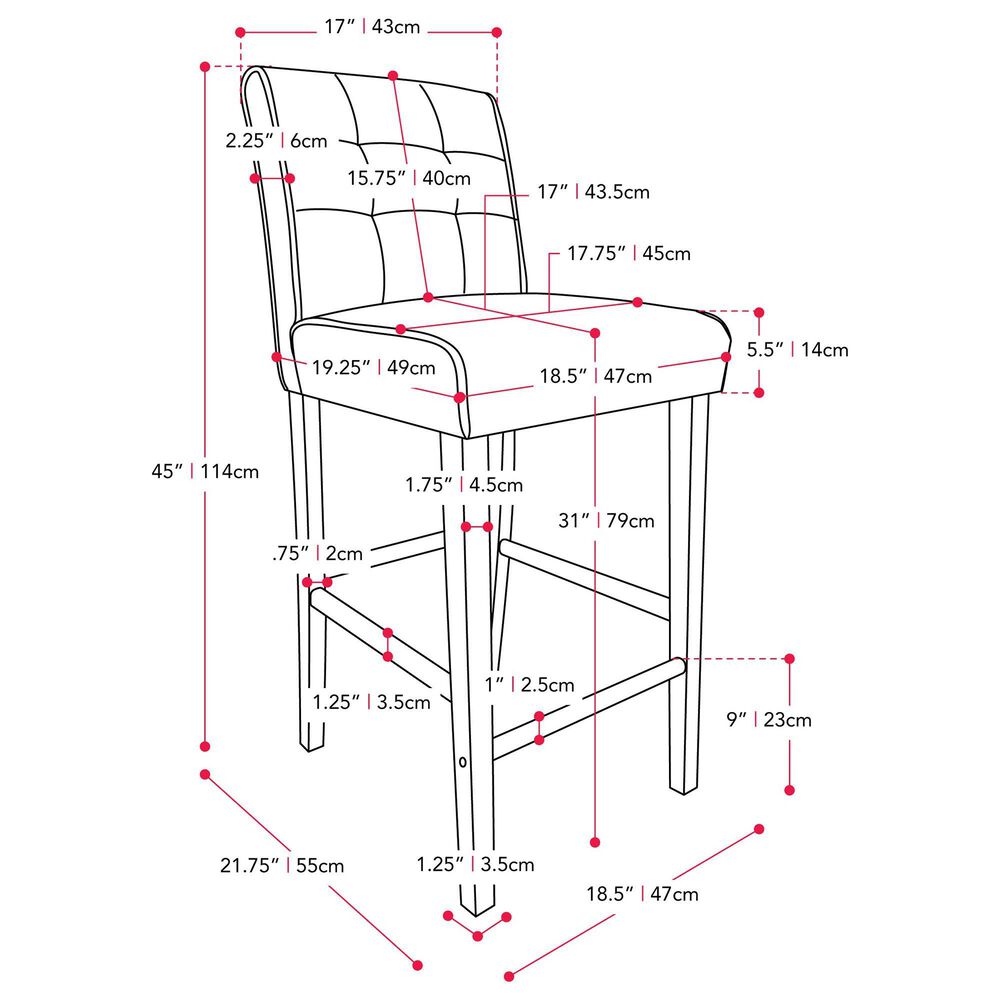 CorLiving Leila 31&quot; Bar Stool in Silver Grey, , large