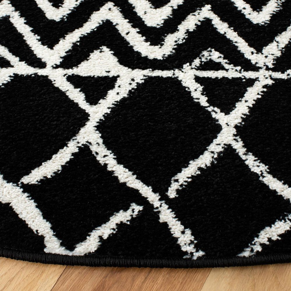 Safavieh Tulum TUL270 6&#39;7&quot; Round Black and Ivory Area Rug, , large