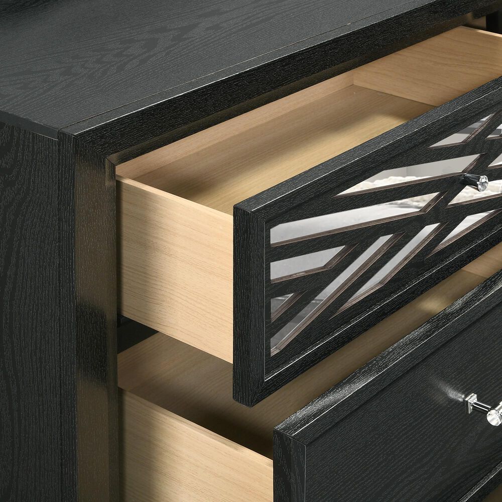 New Heritage Design Obsidian 6-Drawer Dresser and Mirror in Black, , large