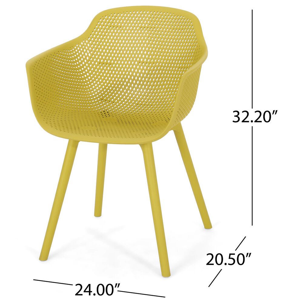 Noble House Lotus Patio Dining Chair in Yellow (Set of 4) NFM