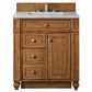 James Martin Vanities Bristol 30" Single Bathroom Vanity in Saddle Brown with 3 cm Carrara White Marble Top and Rectangular Sink, , large