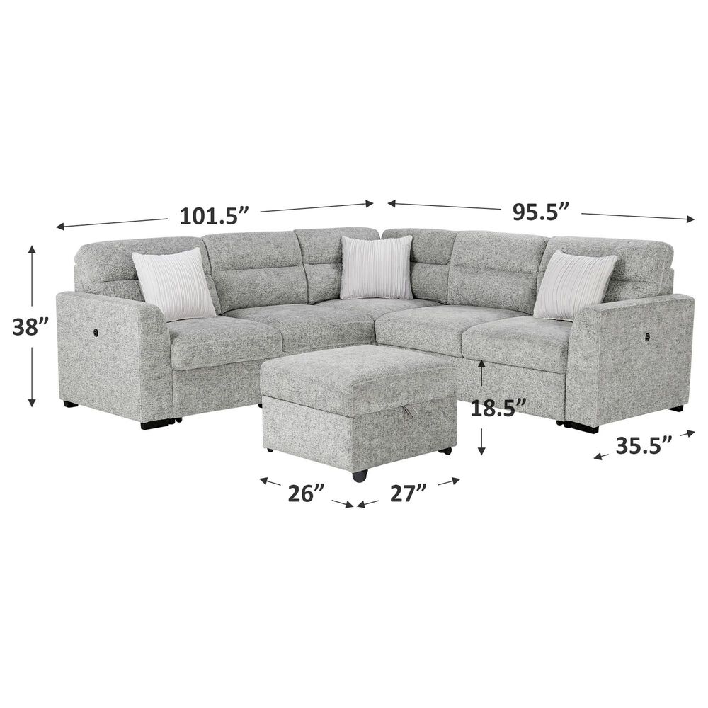 Modern Market Walker 6-Piece Convertible Sectional in Nickel, , large