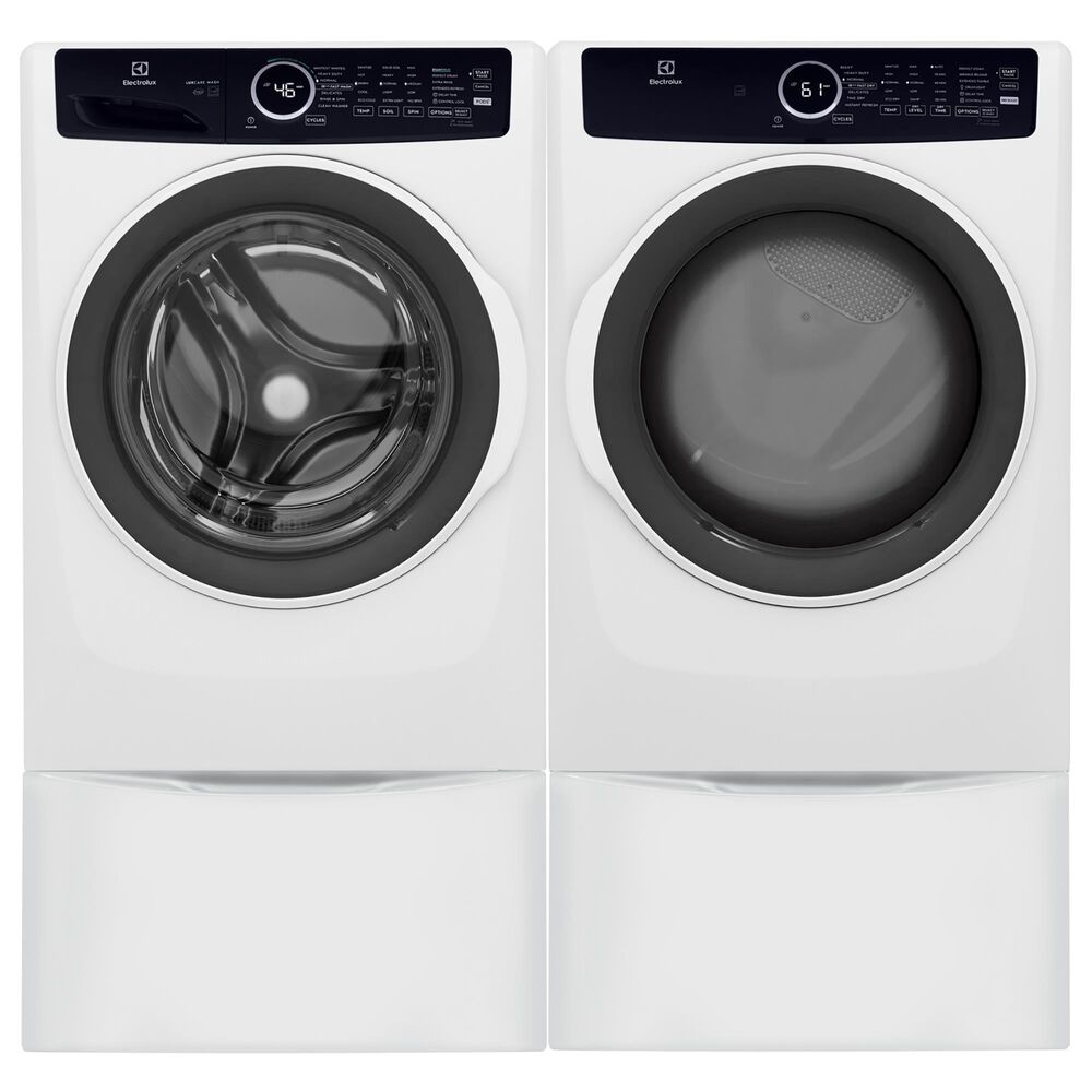 Electrolux 4.5 Cu. Ft. Front Load Washer and Gas Dryer Laundry Pair with Pedestals in White , , large