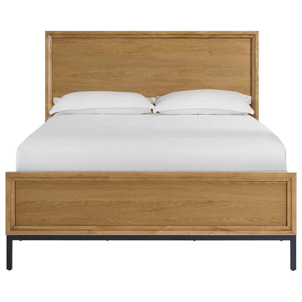 Hawthorne Furniture Newport Queen Panel Bed in Natural Oak and Matte Black, , large