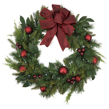 The Gerson Company 32" Mixed Pine Wreath with 50 LED Lights in Green, , large
