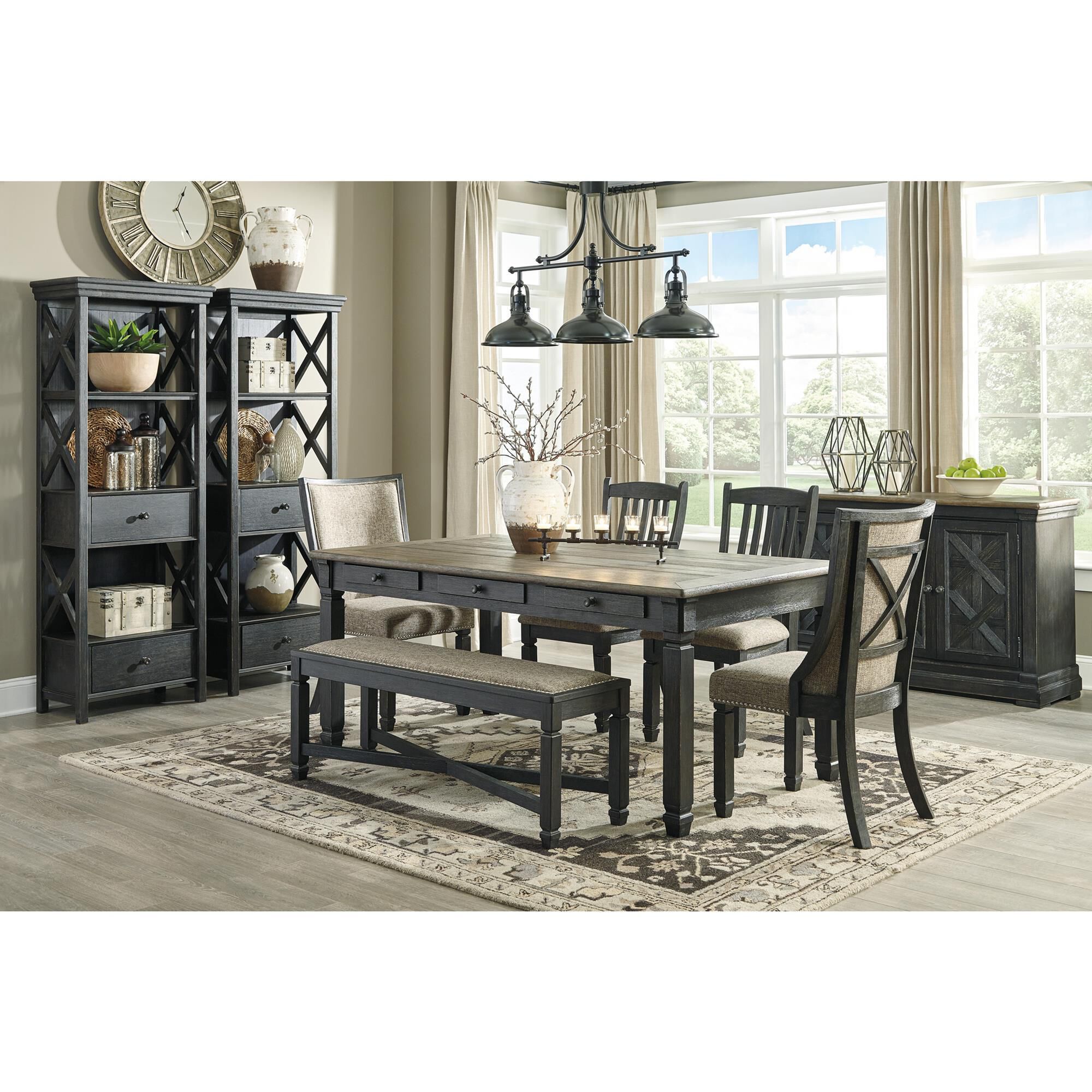 Ashley Tyler Creek 3-Shelf Display Cabinet in Antique Black and Gray