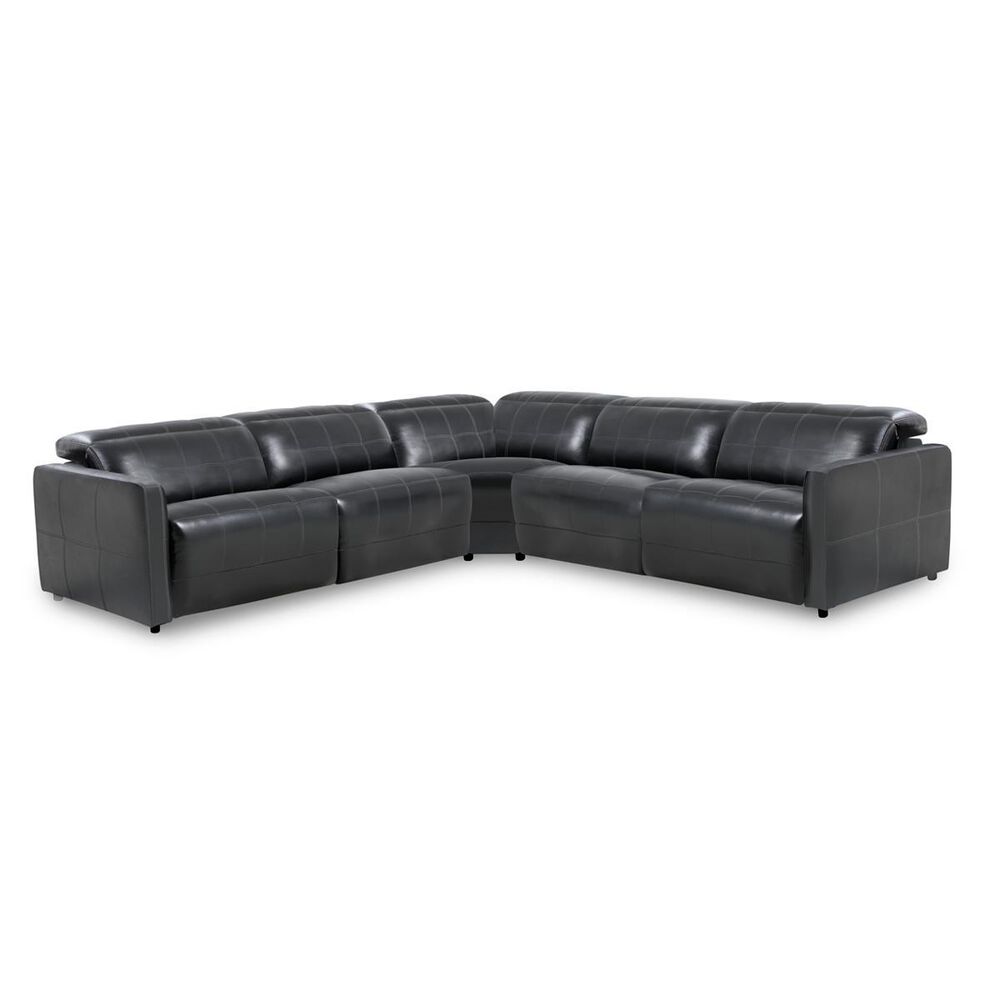 Oxford Furniture Cheers 5-Piece Power Reclining Sectional with Power Headrest in Baron Black, , large