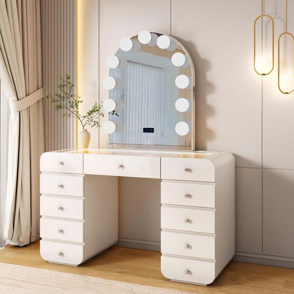 Impressions Vanity Company Hollywood Glow Arch Vanity Mirror in White, , large