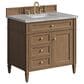 James Martin Brittany 36" Single Bathroom Vanity in Pecan with 3 cm Charcoal Soapstone Silestone Top and Rectangular Sink, , large