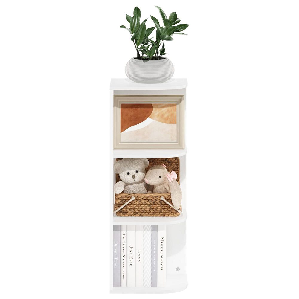HOMLUX 3-Tier Corner Open Shelf Bookcase in White, , large