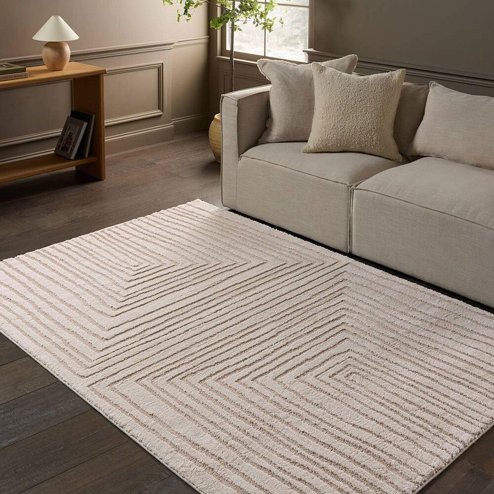 Jaipur Jaida Fantana 8'10" x 12' Gray Morn, Humus and Coconut Milk Area Rug, , large