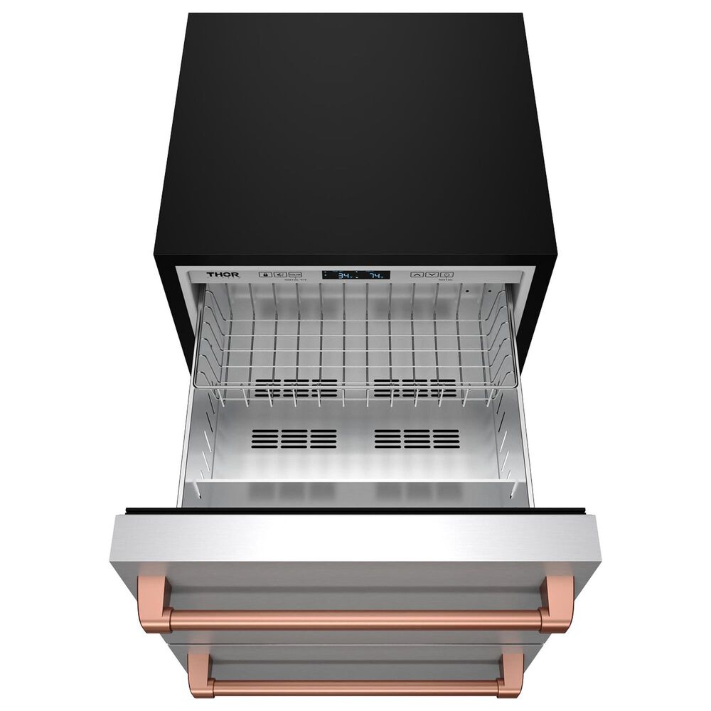 Thor Kitchen Gordon Ramsay 5.4 Cu. Ft. Undercounter Drawer Refrigerator with Rose Gold Handle Kit in Stainless Steel, , large