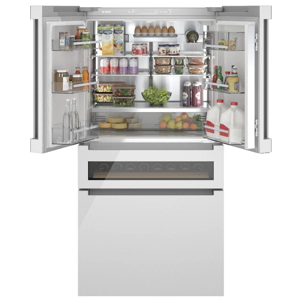 Bosch 800 Series 20.5 Cu. Ft. French Door Bottom Mount Refrigerator with Glass Door in Arctic White, , large