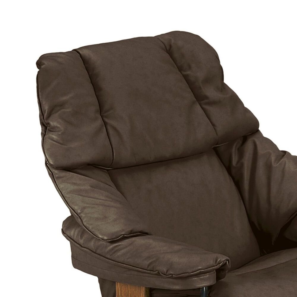 Stressless Medium Chair and Ottoman with Teak Classic Base in Paloma Chocolate, , large