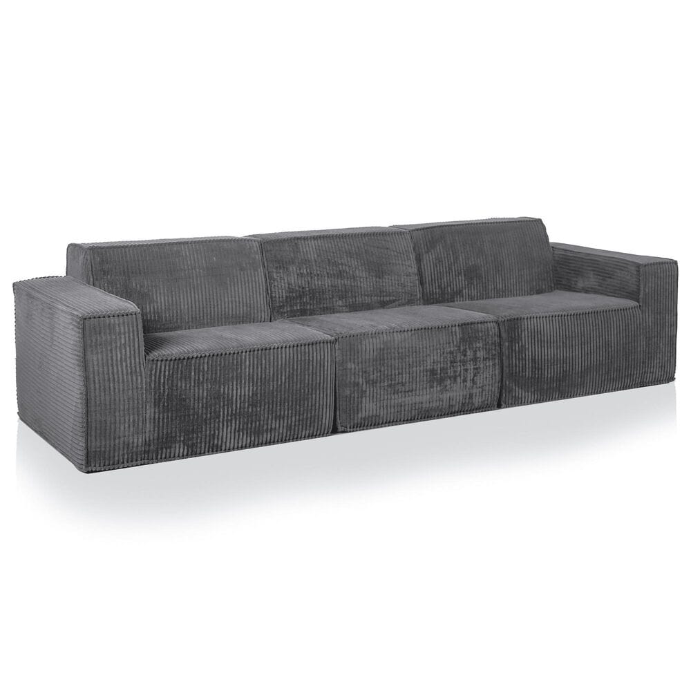 Furniture of America Facil 3-Piece Modular Track Arm Sofa in Dark Gray, , large