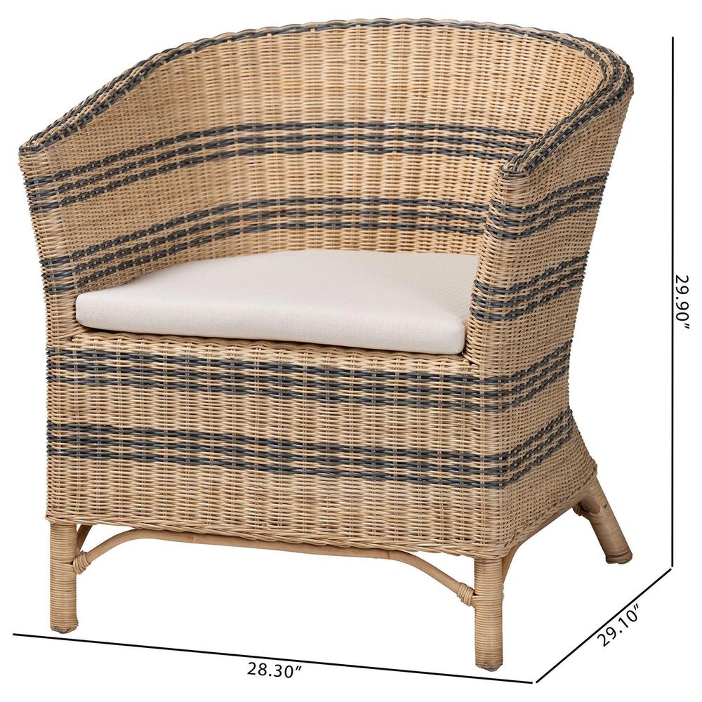 Baxton Studio Elda Rattan Accent Chair in Neutral, , large
