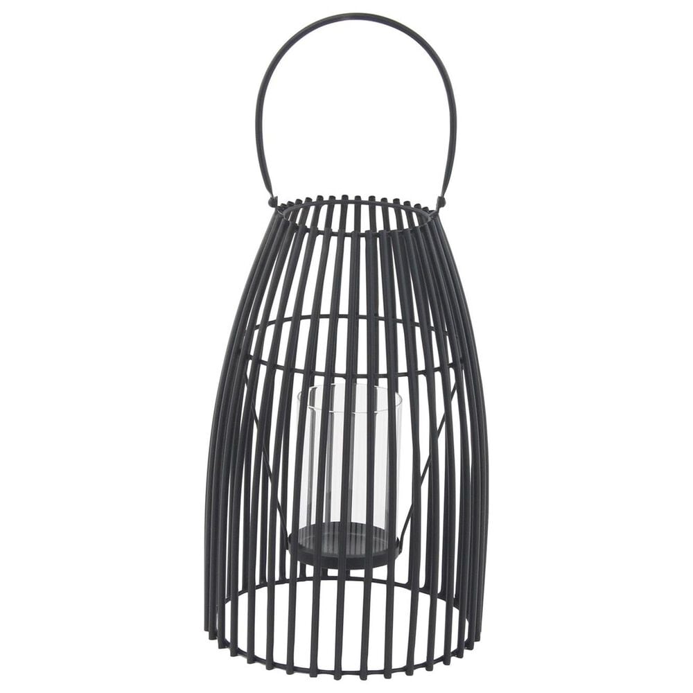 Maple and Jade 9" x 16" Indoor/Outdoor Candle Lantern with Handle in Matte Black and Clear, , large
