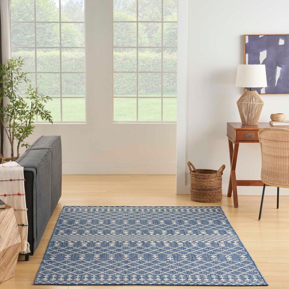 Nourison Positano Southwestern Navy Blue 6&#39; x 9&#39; Indoor/Outdoor Area Rug, , large