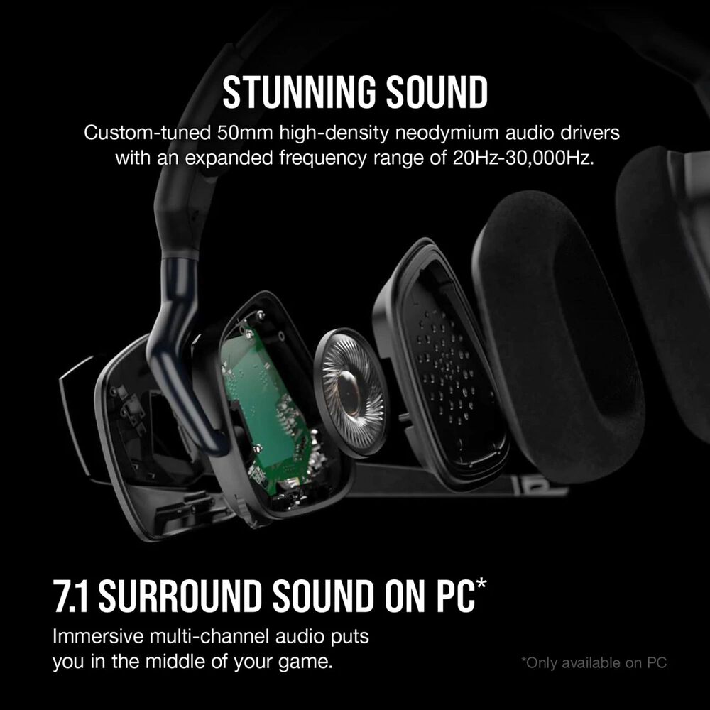 Corsair Void RGB Elite Wireless Premium Gaming Headset with 7.1 Surround Sound in Carbon, , large