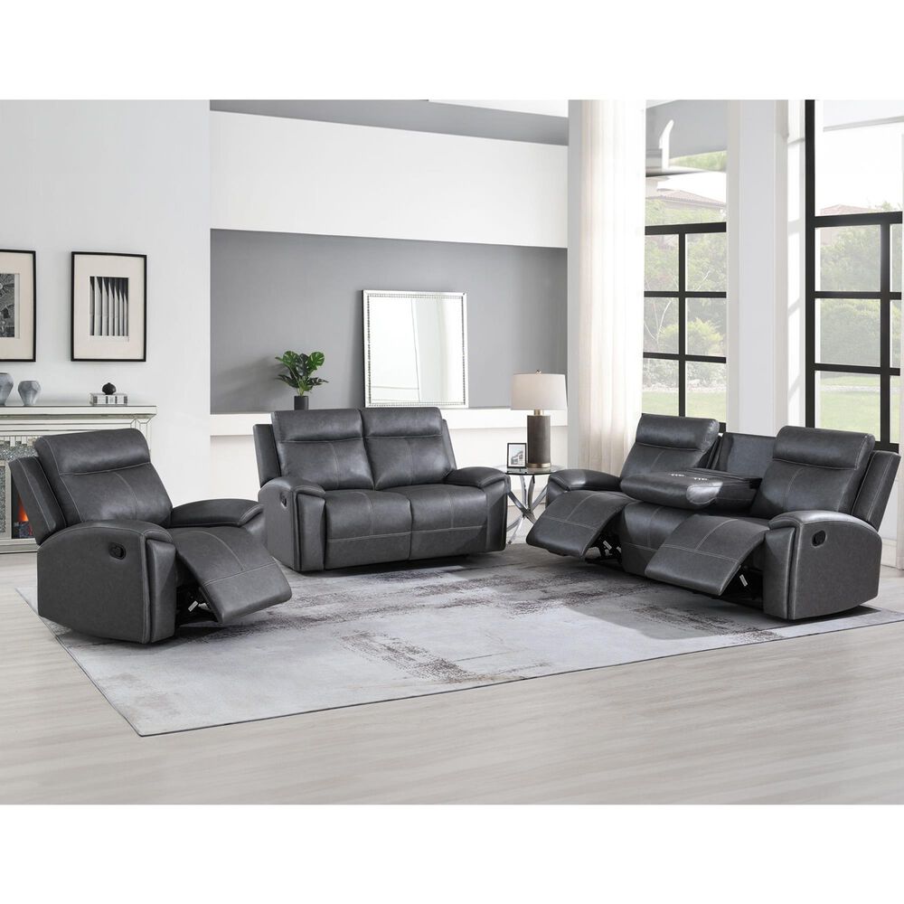 Steve Silver Gaston Manual Reclining Loveseat in Graphite Gray, , large