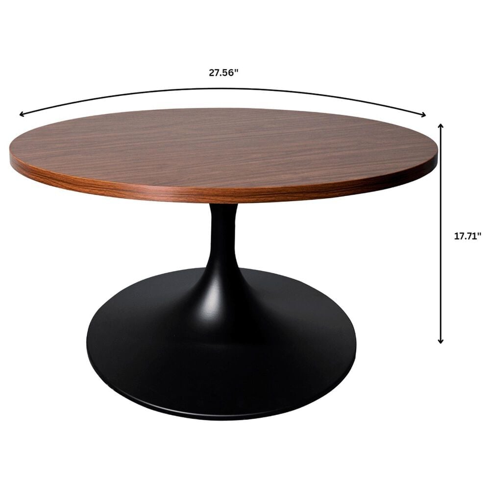 Leisuremod Verve 27&quot; Coffee Table with MDF Top in Black and Brown, , large