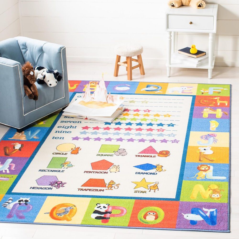 Safavieh Kids Playhouse 3&#39;3&quot; x 5&#39;3&quot; Beige and Blue Rug, , large