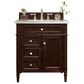 James Martin Vanities Brittany 30" Single Bathroom Vanity in Burnished Mahogany with 3 cm Carrara White Marble Top and Rectangle Sink, , large