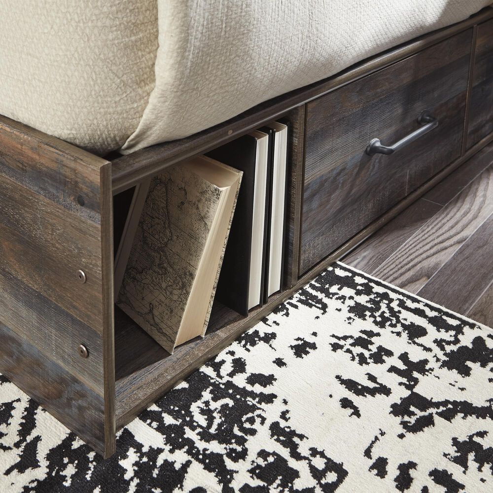 Ashley Drystan 3-Piece Queen Panel Bedroom Set in Brown Rustic, Burnt Orange and Teal, , large
