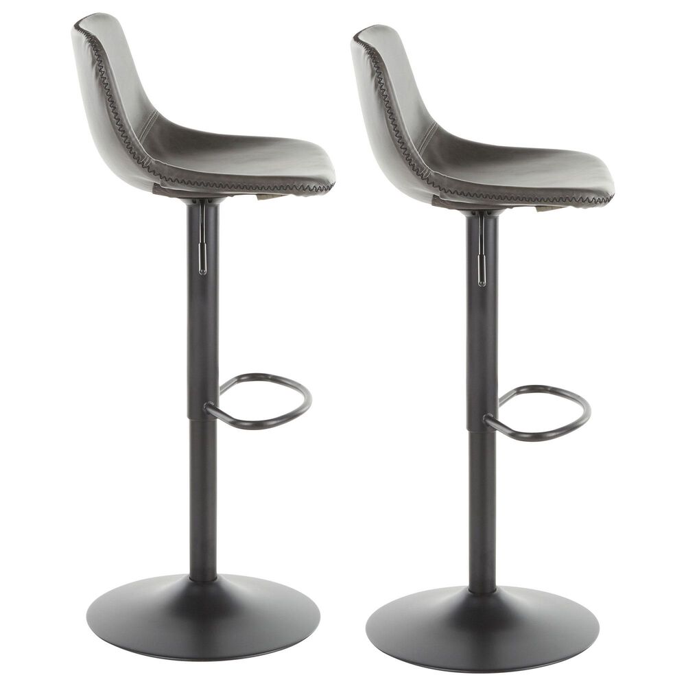 Lumisource Duke Adjustable Barstool in Grey and Black &#40;Set of 2&#41;, , large