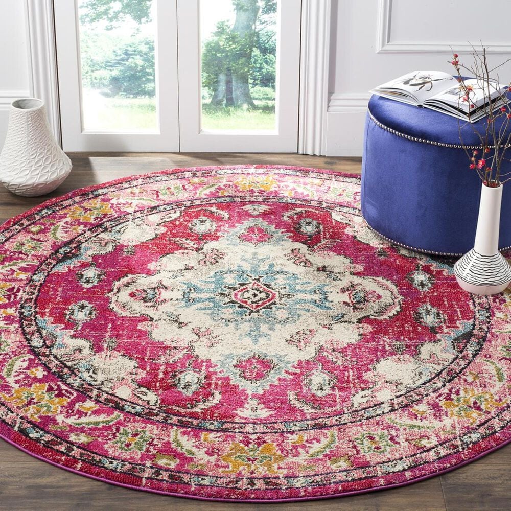 Safavieh Monaco MNC243D-3R 3&#39; Round Pink/Multi Area Rug, , large