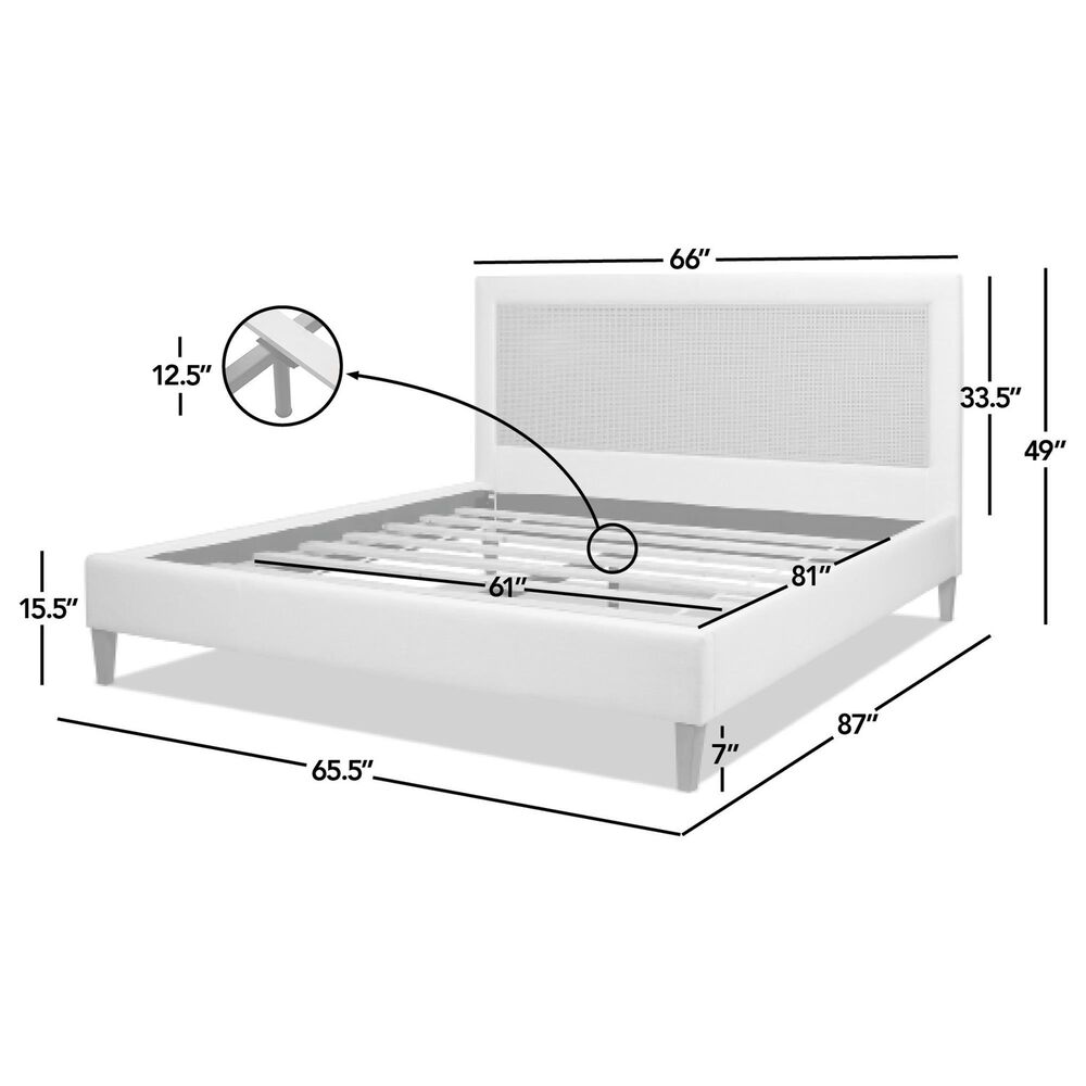 Jennifer Taylor Home Haley Queen Platform Bed with Snow White Upholstered in Natural, , large