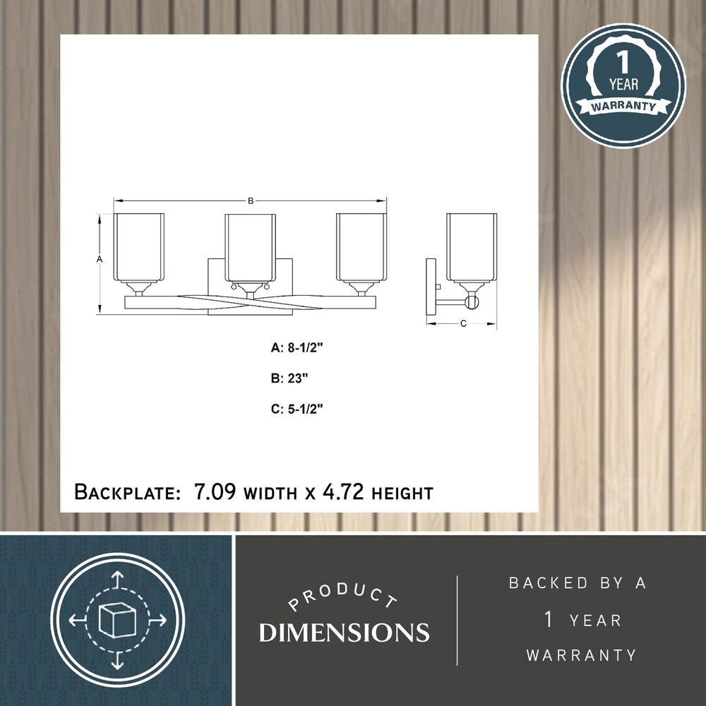 Vaxcel Robey 3-Light Bathroom Vanity in Polished Nickel, , large